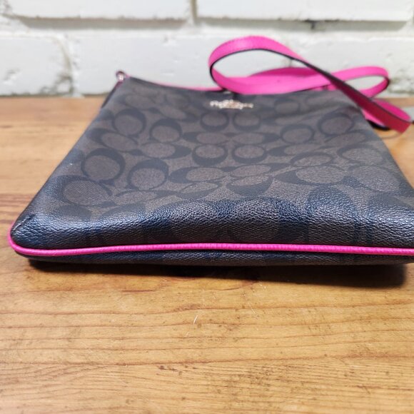 Like New Coach Signature Brown & Pink Ruby Crossbody Bag Purse - Picture 3 of 8